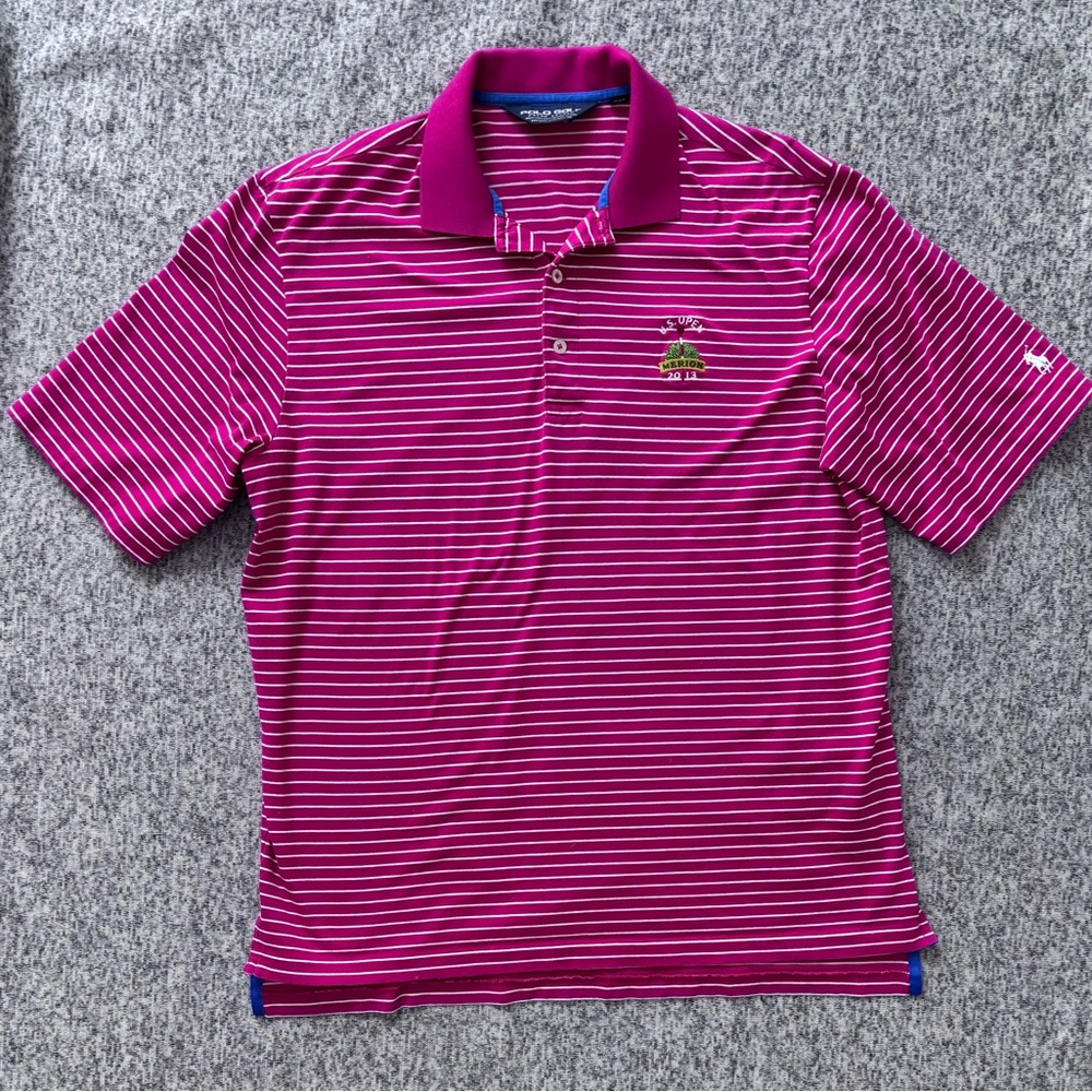 Polo Golf Ralph Lauren Men’s Polo 2013 Merion US Open Pink White SS Shirt